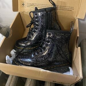 Dr. Martens Black Cosmic Glitter 1460 T Kids Boots